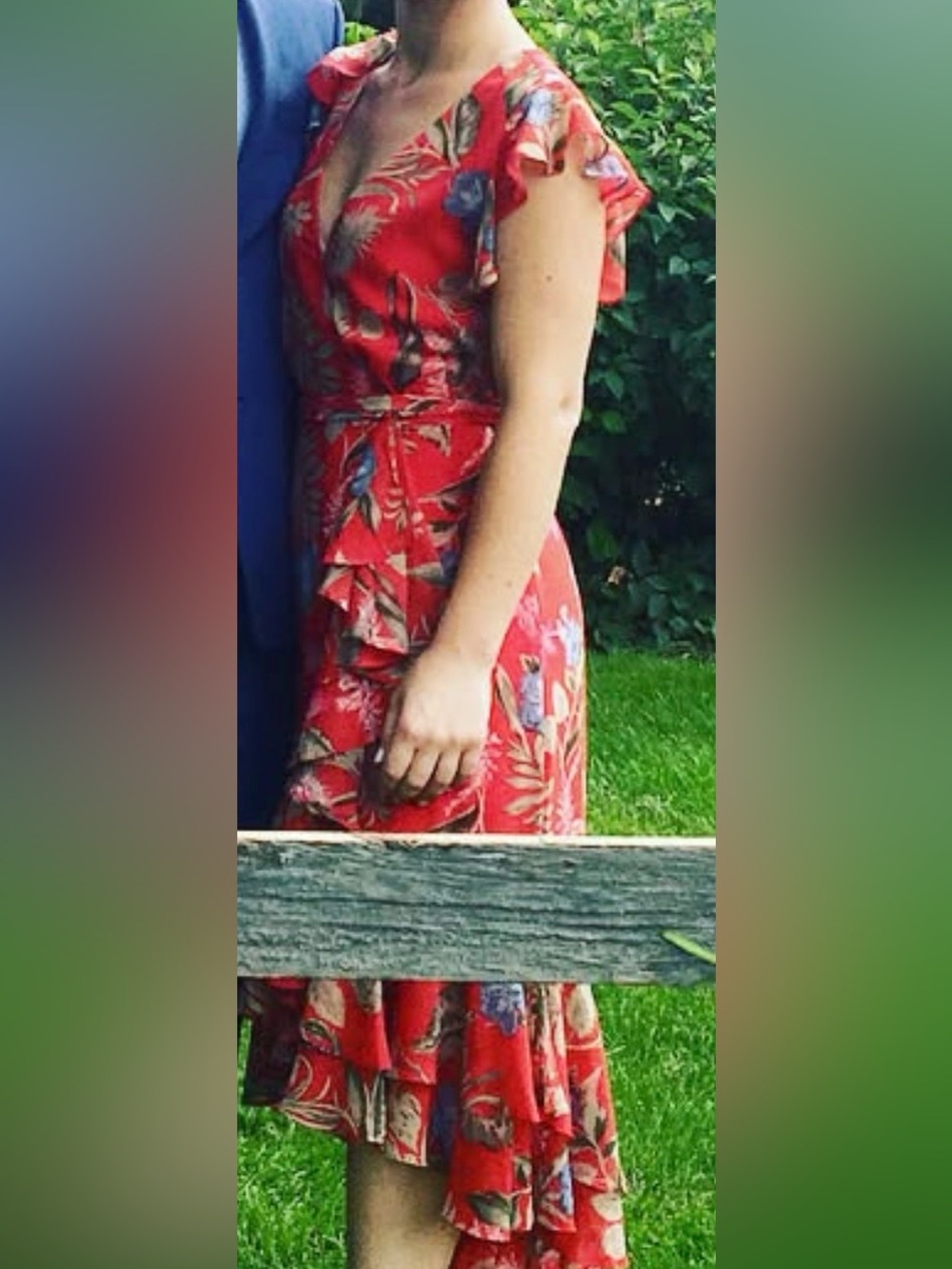 Wayf Red Floral High-Low Ruffle Tiered Maxi Dress - Picture 3 of 4
